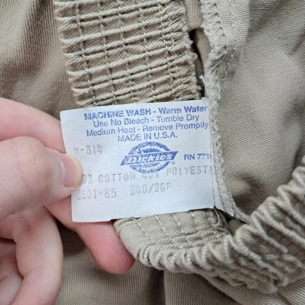 Vintage Dickies Khaki Elastic Waist Trousers Made in USA Tan High Rise 40/26P
